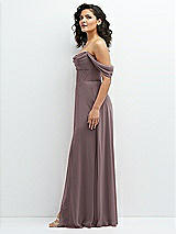 Side View Thumbnail - French Truffle Chiffon Corset Maxi Dress with Removable Off-the-Shoulder Swags