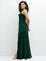 Alt View 2 Thumbnail - Hunter Green Chiffon Corset Maxi Dress with Removable Off-the-Shoulder Swags