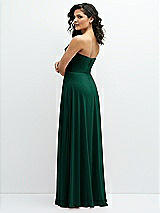 Alt View 3 Thumbnail - Hunter Green Chiffon Corset Maxi Dress with Removable Off-the-Shoulder Swags