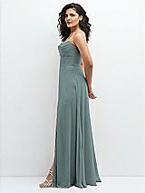 Alt View 2 Thumbnail - Icelandic Chiffon Corset Maxi Dress with Removable Off-the-Shoulder Swags