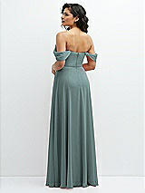 Rear View Thumbnail - Icelandic Chiffon Corset Maxi Dress with Removable Off-the-Shoulder Swags