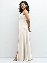 Alt View 2 Thumbnail - Ivory Chiffon Corset Maxi Dress with Removable Off-the-Shoulder Swags