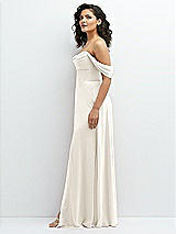Side View Thumbnail - Ivory Chiffon Corset Maxi Dress with Removable Off-the-Shoulder Swags
