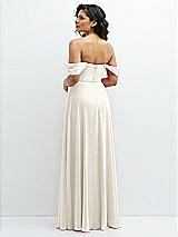 Rear View Thumbnail - Ivory Chiffon Corset Maxi Dress with Removable Off-the-Shoulder Swags