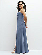 Alt View 2 Thumbnail - Larkspur Blue Chiffon Corset Maxi Dress with Removable Off-the-Shoulder Swags