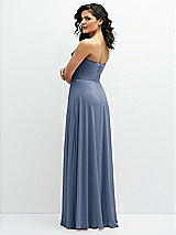 Alt View 3 Thumbnail - Larkspur Blue Chiffon Corset Maxi Dress with Removable Off-the-Shoulder Swags
