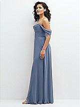 Side View Thumbnail - Larkspur Blue Chiffon Corset Maxi Dress with Removable Off-the-Shoulder Swags