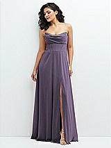 Alt View 1 Thumbnail - Lavender Chiffon Corset Maxi Dress with Removable Off-the-Shoulder Swags