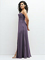 Alt View 2 Thumbnail - Lavender Chiffon Corset Maxi Dress with Removable Off-the-Shoulder Swags