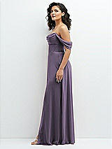Side View Thumbnail - Lavender Chiffon Corset Maxi Dress with Removable Off-the-Shoulder Swags