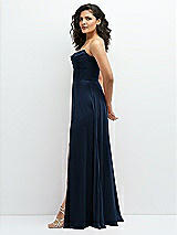 Alt View 2 Thumbnail - Midnight Navy Chiffon Corset Maxi Dress with Removable Off-the-Shoulder Swags