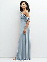 Side View Thumbnail - Mist Chiffon Corset Maxi Dress with Removable Off-the-Shoulder Swags