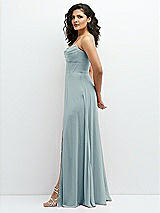Alt View 2 Thumbnail - Morning Sky Chiffon Corset Maxi Dress with Removable Off-the-Shoulder Swags