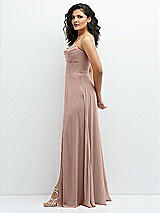 Alt View 2 Thumbnail - Neu Nude Chiffon Corset Maxi Dress with Removable Off-the-Shoulder Swags