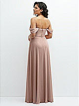 Rear View Thumbnail - Neu Nude Chiffon Corset Maxi Dress with Removable Off-the-Shoulder Swags