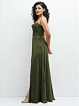 Alt View 2 Thumbnail - Olive Green Chiffon Corset Maxi Dress with Removable Off-the-Shoulder Swags