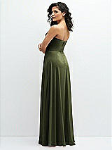 Alt View 3 Thumbnail - Olive Green Chiffon Corset Maxi Dress with Removable Off-the-Shoulder Swags