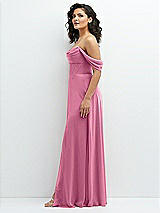 Side View Thumbnail - Orchid Pink Chiffon Corset Maxi Dress with Removable Off-the-Shoulder Swags