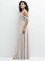Side View Thumbnail - Oyster Chiffon Corset Maxi Dress with Removable Off-the-Shoulder Swags