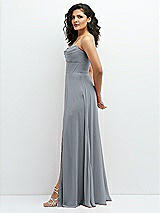 Alt View 2 Thumbnail - Platinum Chiffon Corset Maxi Dress with Removable Off-the-Shoulder Swags