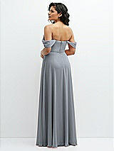 Rear View Thumbnail - Platinum Chiffon Corset Maxi Dress with Removable Off-the-Shoulder Swags