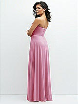 Alt View 3 Thumbnail - Powder Pink Chiffon Corset Maxi Dress with Removable Off-the-Shoulder Swags