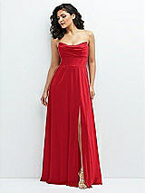 Alt View 1 Thumbnail - Parisian Red Chiffon Corset Maxi Dress with Removable Off-the-Shoulder Swags