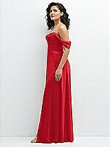 Side View Thumbnail - Parisian Red Chiffon Corset Maxi Dress with Removable Off-the-Shoulder Swags