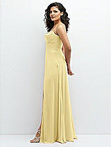 Alt View 2 Thumbnail - Pale Yellow Chiffon Corset Maxi Dress with Removable Off-the-Shoulder Swags