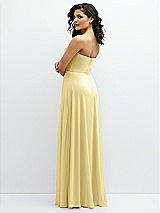 Alt View 3 Thumbnail - Pale Yellow Chiffon Corset Maxi Dress with Removable Off-the-Shoulder Swags