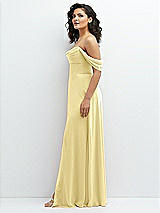 Side View Thumbnail - Pale Yellow Chiffon Corset Maxi Dress with Removable Off-the-Shoulder Swags