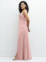 Alt View 2 Thumbnail - Rose - PANTONE Rose Quartz Chiffon Corset Maxi Dress with Removable Off-the-Shoulder Swags