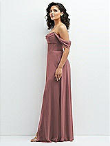 Side View Thumbnail - Rosewood Chiffon Corset Maxi Dress with Removable Off-the-Shoulder Swags