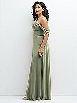 Side View Thumbnail - Sage Chiffon Corset Maxi Dress with Removable Off-the-Shoulder Swags