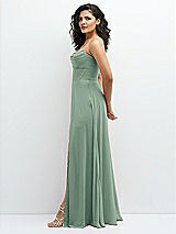 Alt View 2 Thumbnail - Seagrass Chiffon Corset Maxi Dress with Removable Off-the-Shoulder Swags