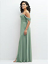 Side View Thumbnail - Seagrass Chiffon Corset Maxi Dress with Removable Off-the-Shoulder Swags