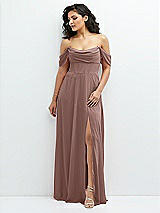 Front View Thumbnail - Sienna Chiffon Corset Maxi Dress with Removable Off-the-Shoulder Swags