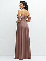 Rear View Thumbnail - Sienna Chiffon Corset Maxi Dress with Removable Off-the-Shoulder Swags