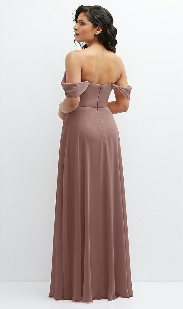 Back View - Sienna Chiffon Corset Maxi Dress with Removable Off-the-Shoulder Swags