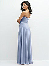 Alt View 3 Thumbnail - Sky Blue Chiffon Corset Maxi Dress with Removable Off-the-Shoulder Swags