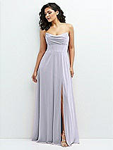 Alt View 1 Thumbnail - Silver Dove Chiffon Corset Maxi Dress with Removable Off-the-Shoulder Swags