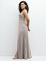 Alt View 2 Thumbnail - Taupe Chiffon Corset Maxi Dress with Removable Off-the-Shoulder Swags