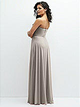 Alt View 3 Thumbnail - Taupe Chiffon Corset Maxi Dress with Removable Off-the-Shoulder Swags