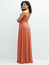 Alt View 3 Thumbnail - Terracotta Copper Chiffon Corset Maxi Dress with Removable Off-the-Shoulder Swags