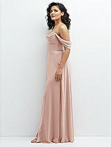 Side View Thumbnail - Toasted Sugar Chiffon Corset Maxi Dress with Removable Off-the-Shoulder Swags