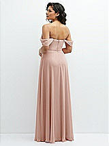 Rear View Thumbnail - Toasted Sugar Chiffon Corset Maxi Dress with Removable Off-the-Shoulder Swags
