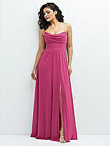 Alt View 1 Thumbnail - Tea Rose Chiffon Corset Maxi Dress with Removable Off-the-Shoulder Swags