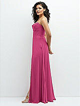 Alt View 2 Thumbnail - Tea Rose Chiffon Corset Maxi Dress with Removable Off-the-Shoulder Swags