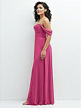 Side View Thumbnail - Tea Rose Chiffon Corset Maxi Dress with Removable Off-the-Shoulder Swags