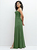 Alt View 2 Thumbnail - Vineyard Green Chiffon Corset Maxi Dress with Removable Off-the-Shoulder Swags